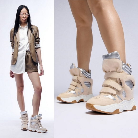 AKIRA Shoes - ☆AKIRA LILIANA MARANTO CHUNKY BEIGE WEDGE HEEL SNEAKER☆